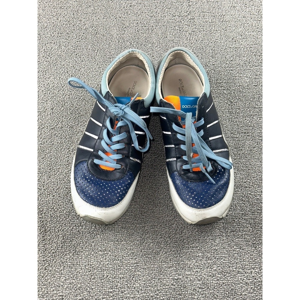 Dolce Gabbana Leather Sneaker Unisex Kids 6 Multi Color Striped Streetwear Sport